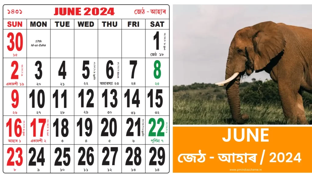 Assamese Calendar 2024 Free অসমীয়া কেলেণ্ডাৰ ২০২৪ Download